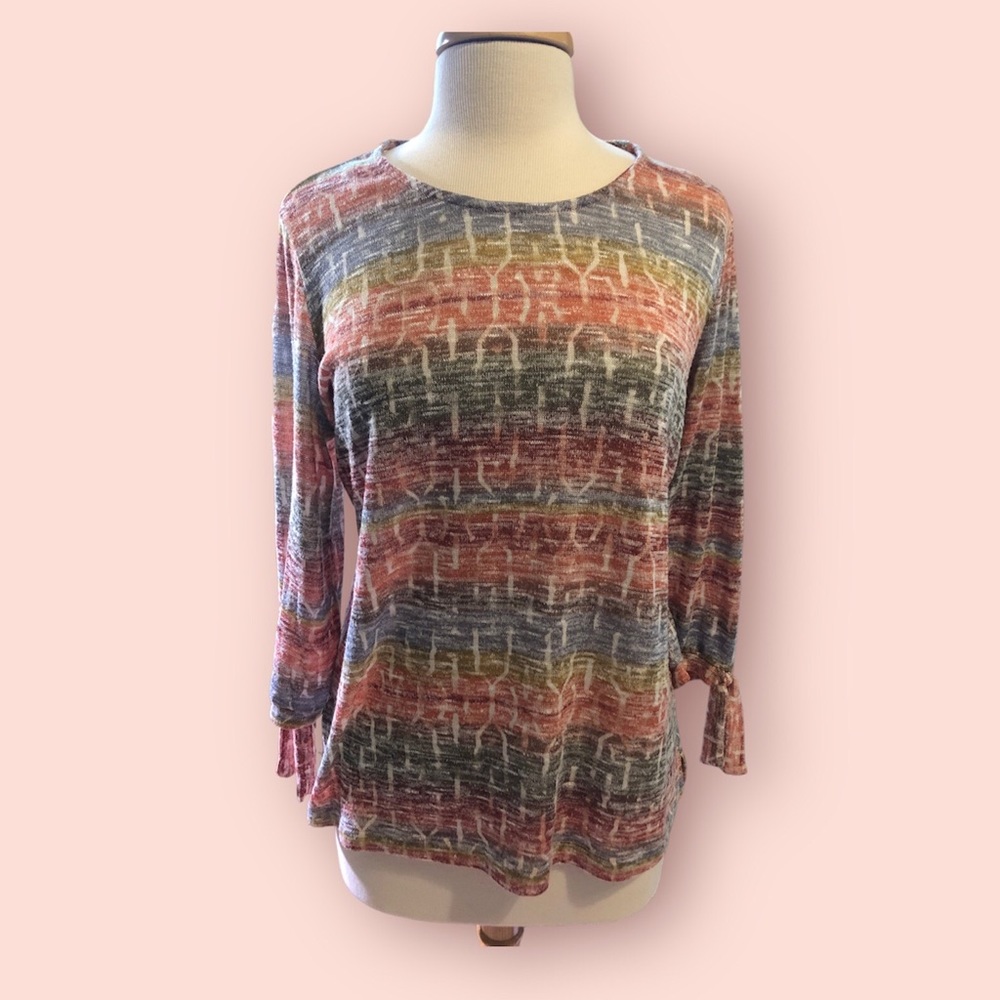 Multicolored striped shirt with tie sleeves Christopher & Banks